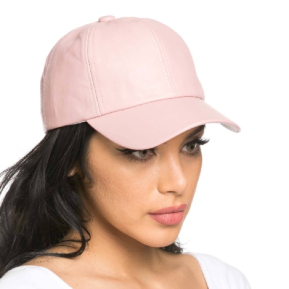 Pink leather hat - Picture 2 of 2